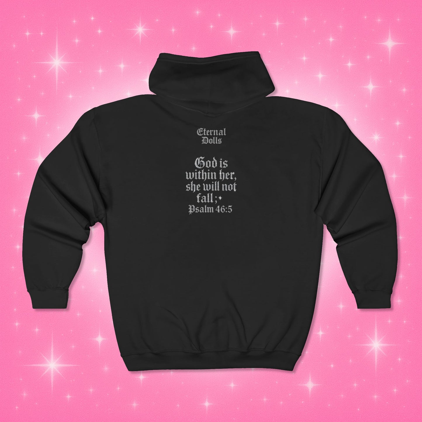 Virgin Mary Sparkly Zip Hoodie - God Is Within Her, Psalm 46:5