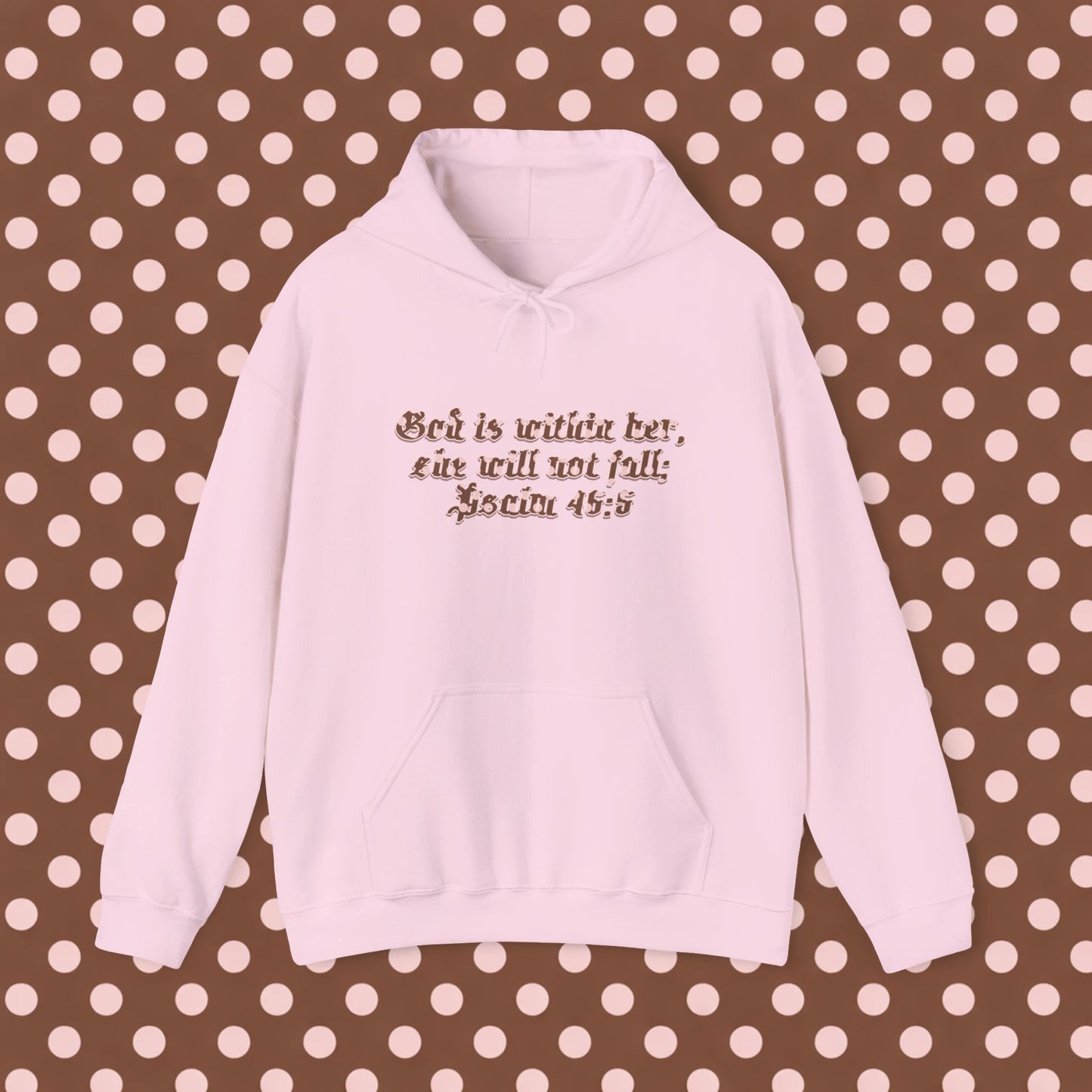 Chocolate & Cream Polka Dot Psalm 46:5 Essential Hoodie – Neapolitan Café