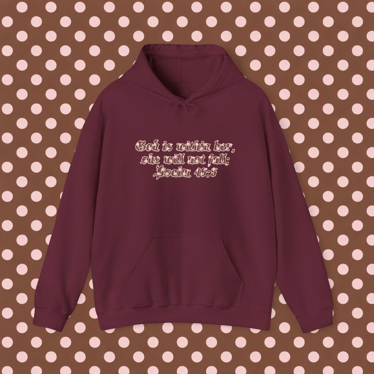 Chocolate & Cream Polka Dot Psalm 46:5 Essential Hoodie – Neapolitan Café