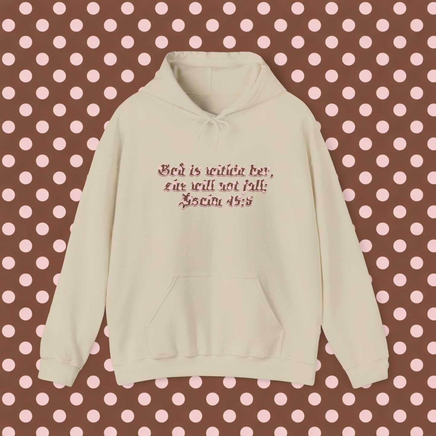 Chocolate & Cream Polka Dot Psalm 46:5 Essential Hoodie – Neapolitan Café